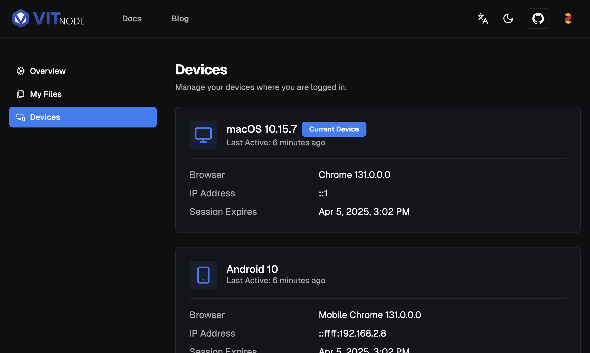 User security settings