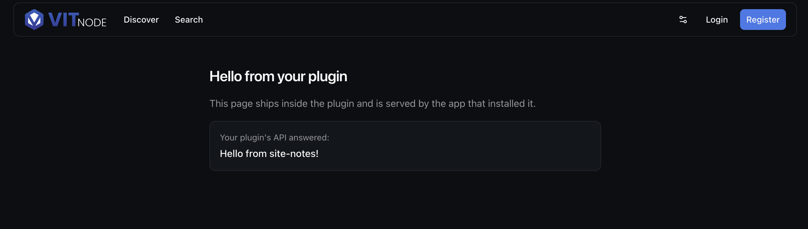 Generated plugin page with title and link to README